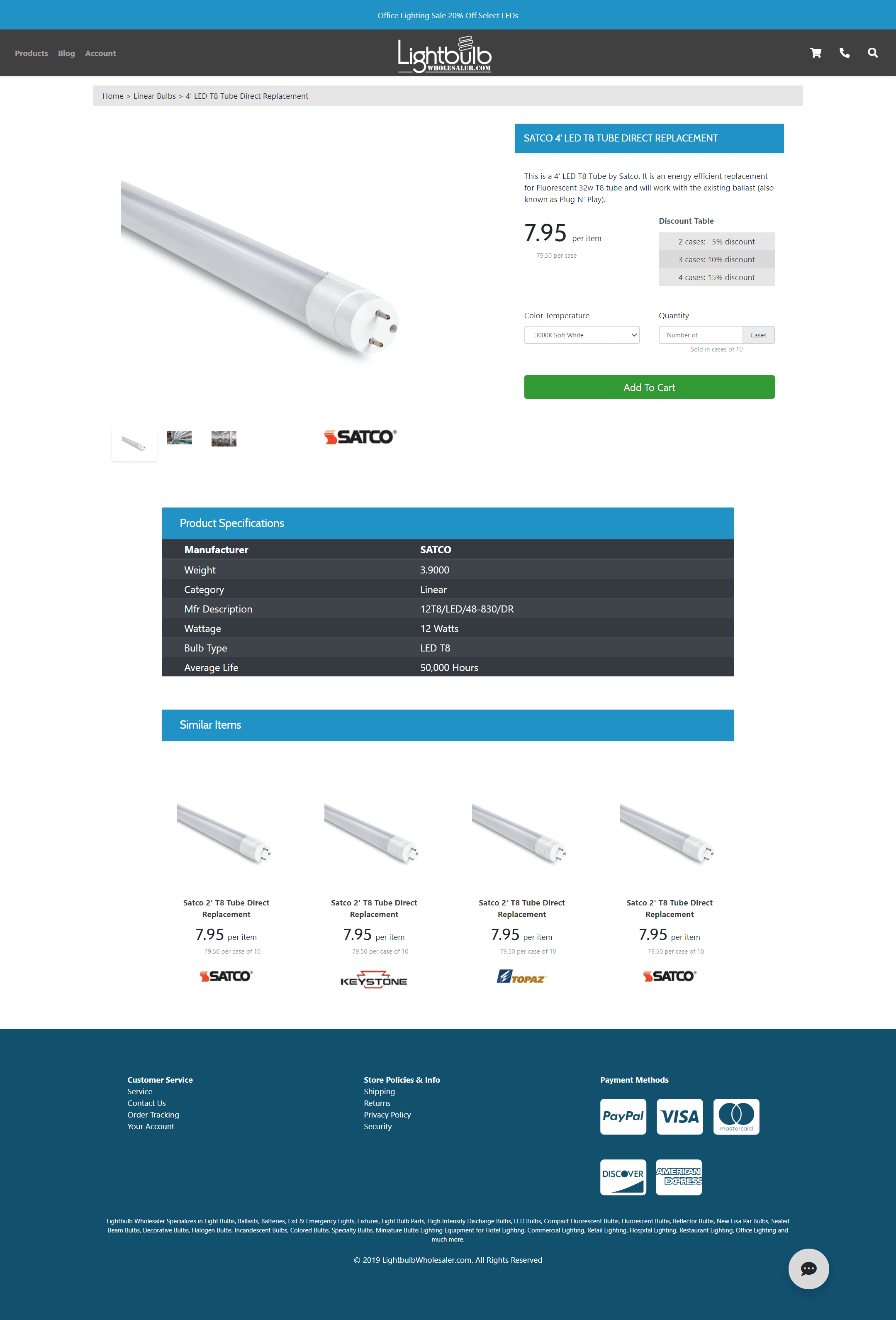 Picture of the Lightbulb Wholesaler Redesign Product Page